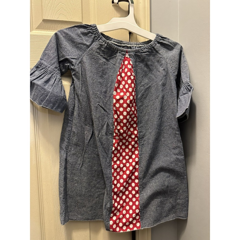 Lolly Wolly Doodle Girls Dress Blue Red And White Polka Dots Size 5